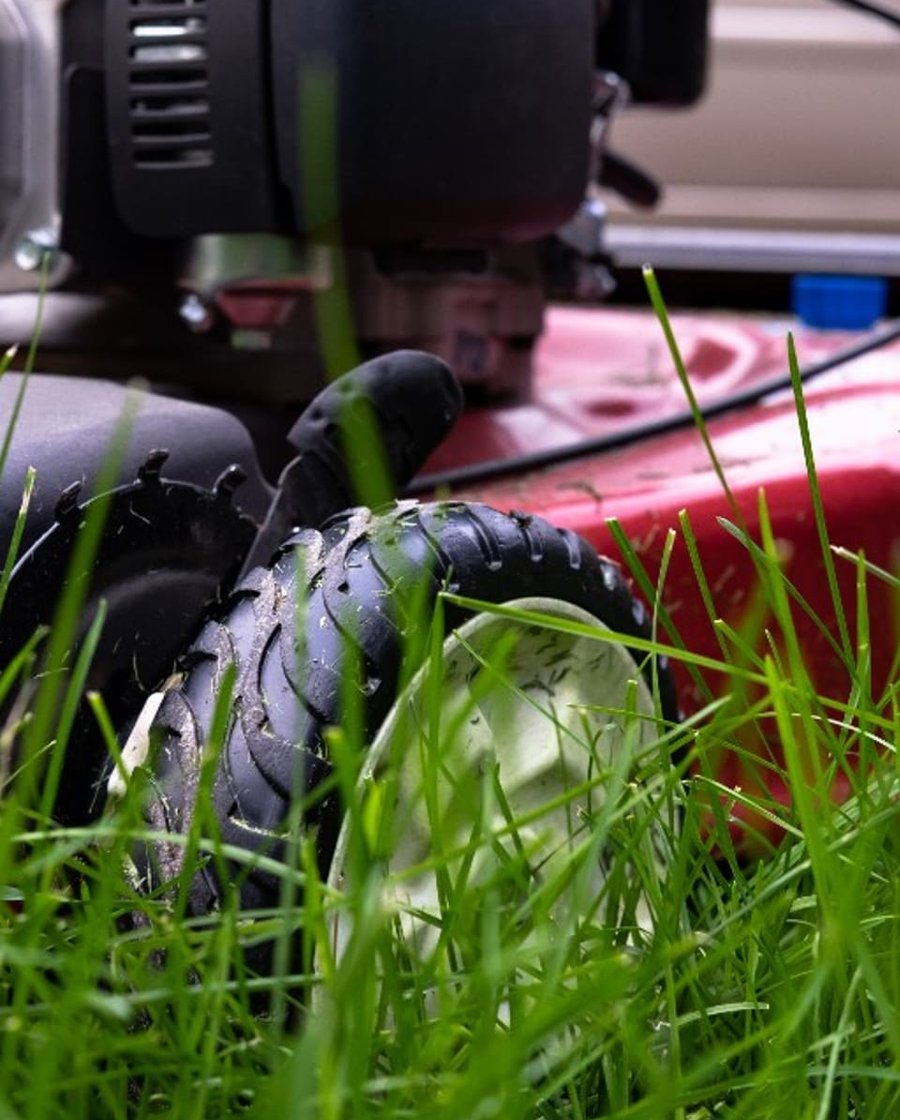 Lawn mower on grass